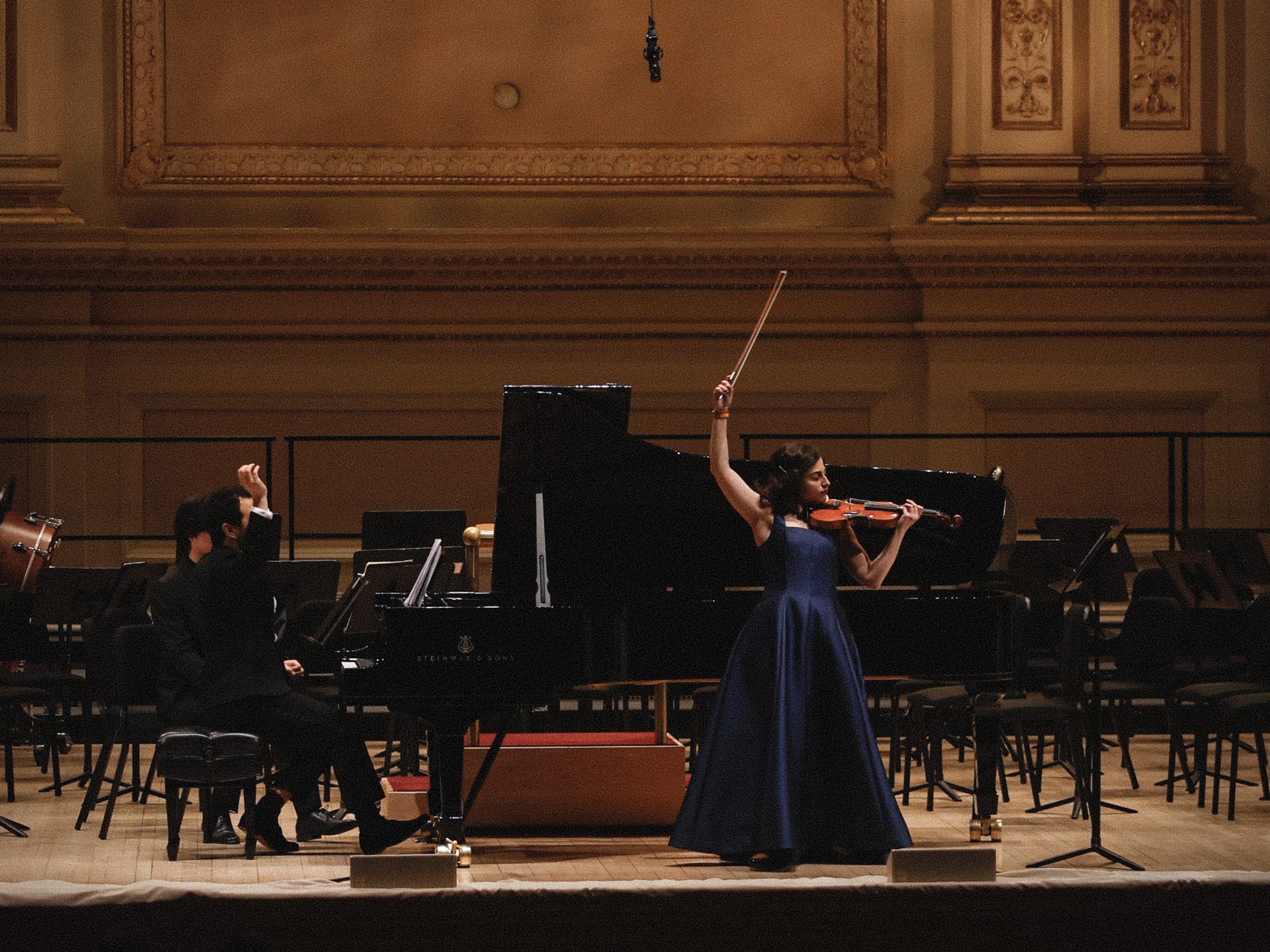 Kairos Duo performing on the stage of Carnegie Hall